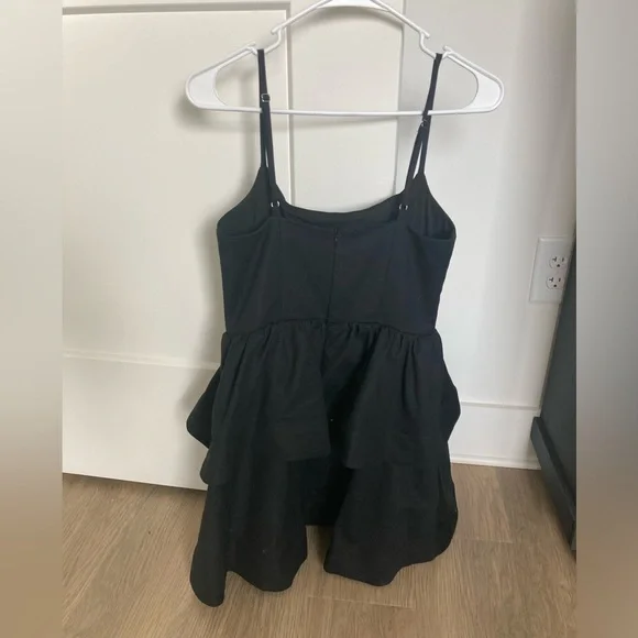 NBD Black Tiered Peplum Mini Dress with Spaghetti Straps party dress - Picture 5 of 6